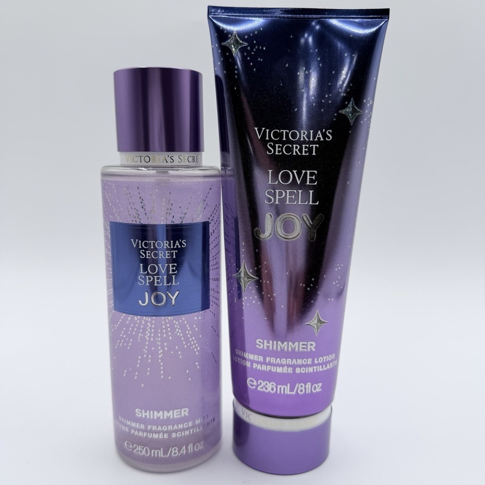 Victoria's Secret Love Spell Joy Shimmer Body Mist Spray & Lotion Set of 2